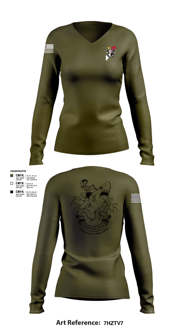 Women's Long Sleeve Vneck Shirt, JSOTF-SOM FWD TAC, Army, Teamtime, Team time, sublimation, custom sports apparel, team uniforms, spirit wear, spiritwear, sports uniforms, custom shirts, team store, custom team store, fundraiser sports, apparel fundraiser