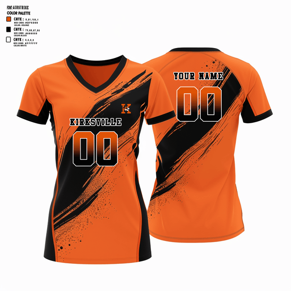 Women's Short Sleeve Vneck Shirt, Kirksville High School Volleyball, Women's Volleyball, Teamtime, Team time, sublimation, custom sports apparel, team uniforms, spirit wear, spiritwear, sports uniforms, custom shirts, team store, custom team store, fundraiser sports, apparel fundraiser