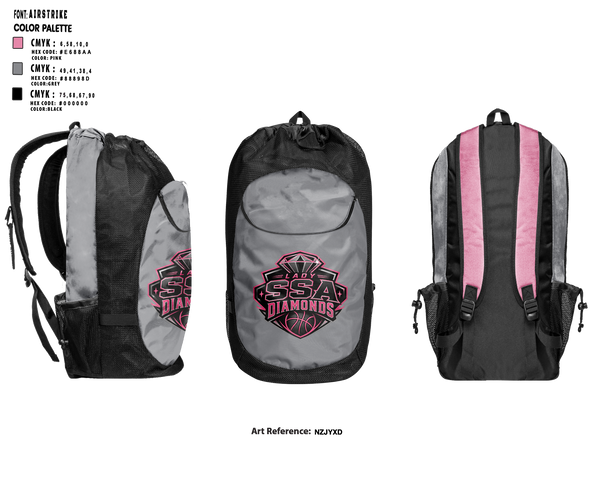 Gear Bag, SSA Lady Diamonds, Women's Basketball, Teamtime, Team time, sublimation, custom sports apparel, team uniforms, spirit wear, spiritwear, sports uniforms, custom shirts, team store, custom team store, fundraiser sports, apparel fundraiser