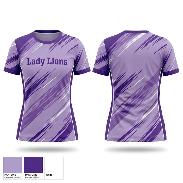 Soft Poly Tee Cotton Like Feel, Lady Lions, Softball, Teamtime, Team time, sublimation, custom sports apparel, team uniforms, spirit wear, spiritwear, sports uniforms, custom shirts, team store, custom team store, fundraiser sports, apparel fundraiser