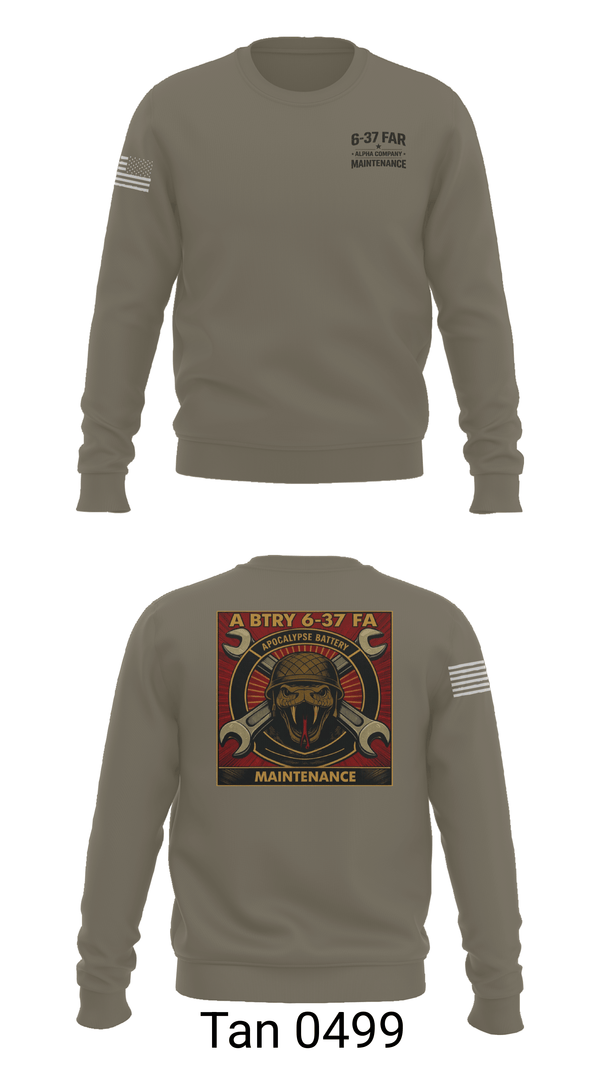 Crew Neck Sweatshirt, 6-37 Field Artillery, Army, Teamtime, Team time, sublimation, custom sports apparel, team uniforms, spirit wear, spiritwear, sports uniforms, custom shirts, team store, custom team store, fundraiser sports, apparel fundraiser