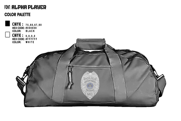 Duffle Bag, Neosho Police, Police, Teamtime, Team time, sublimation, custom sports apparel, team uniforms, spirit wear, spiritwear, sports uniforms, custom shirts, team store, custom team store, fundraiser sports, apparel fundraiser