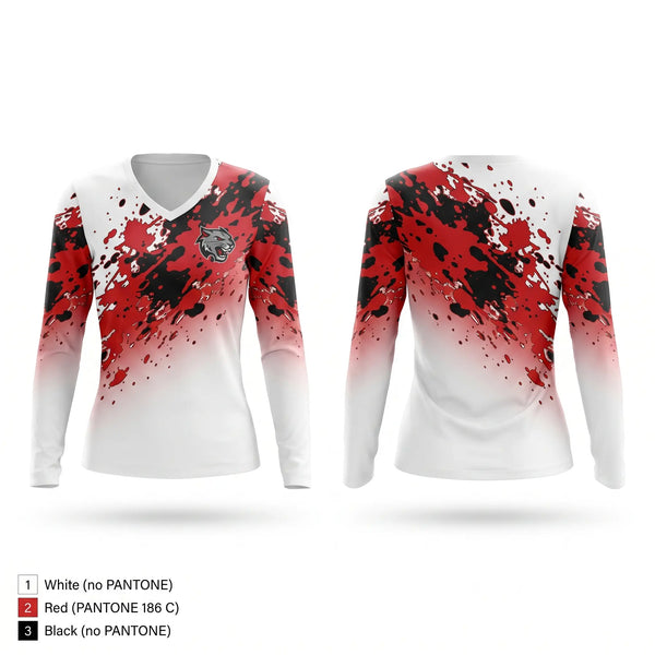 Womens Long Sleeve Vneck Shirt, Ignacio Middle School Basketball, Women's Basketball, Teamtime, Team time, sublimation, custom sports apparel, team uniforms, spirit wear, spiritwear, sports uniforms, custom shirts, team store, custom team store, fundraiser sports, apparel fundraiser