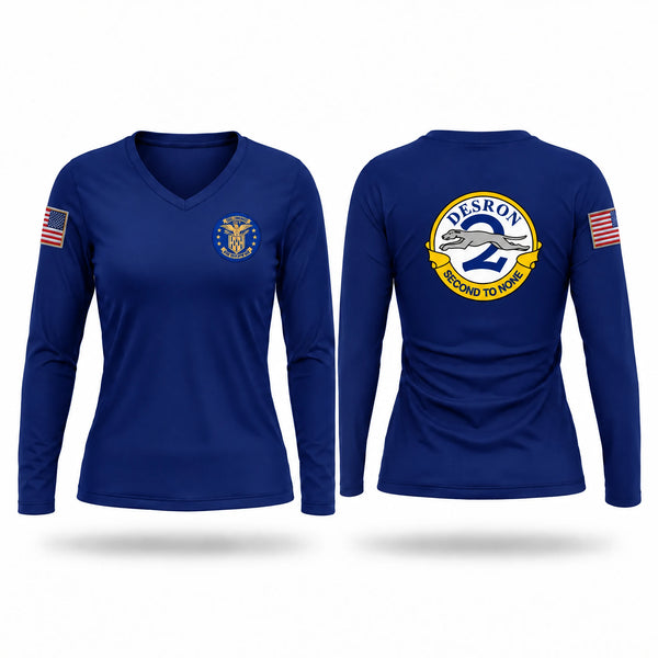Womens Long Sleeve Vneck Shirt, USS LAWRENCE (DDG-4), Navy, Teamtime, Team time, sublimation, custom sports apparel, team uniforms, spirit wear, spiritwear, sports uniforms, custom shirts, team store, custom team store, fundraiser sports, apparel fundraiser