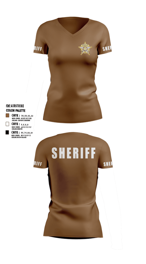 Womens Short Sleeve Vneck Shirt, SHERIFF, Police, Teamtime, Team time, sublimation, custom sports apparel, team uniforms, spirit wear, spiritwear, sports uniforms, custom shirts, team store, custom team store, fundraiser sports, apparel fundraiser