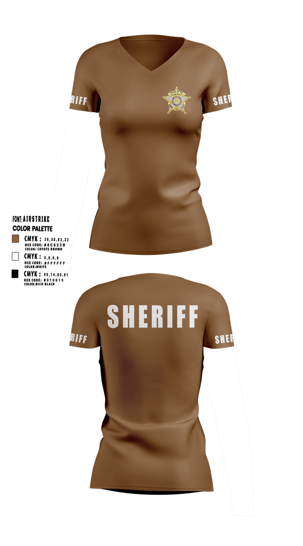 Womens Short Sleeve Vneck Shirt, SHERIFF, Police, Teamtime, Team time, sublimation, custom sports apparel, team uniforms, spirit wear, spiritwear, sports uniforms, custom shirts, team store, custom team store, fundraiser sports, apparel fundraiser