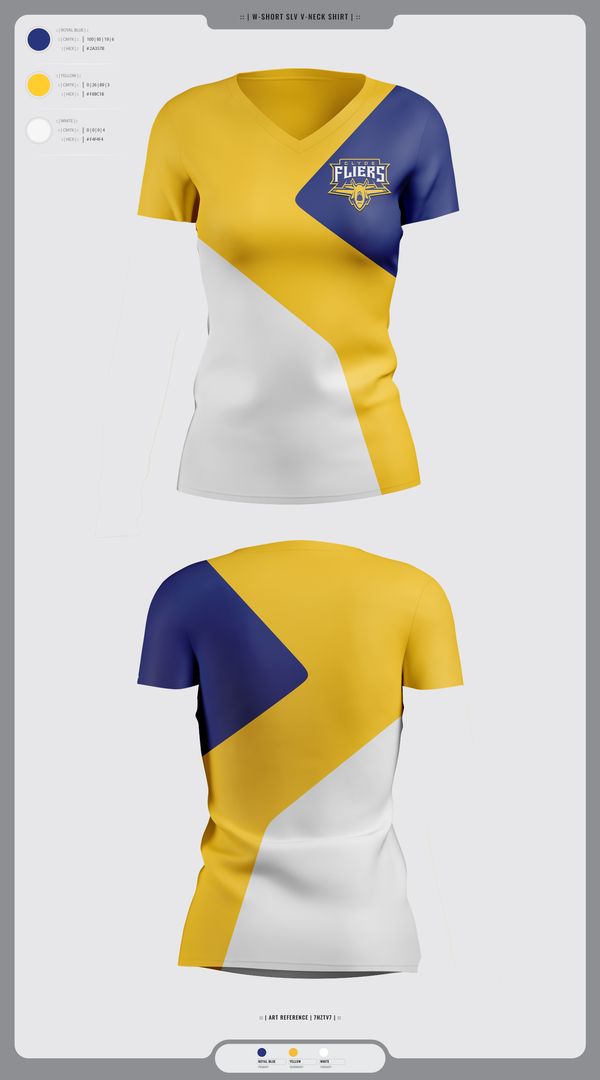Womens Short Sleeve Vneck Shirt, Clyde Fliers, Golf, Teamtime, Team time, sublimation, custom sports apparel, team uniforms, spirit wear, spiritwear, sports uniforms, custom shirts, team store, custom team store, fundraiser sports, apparel fundraiser