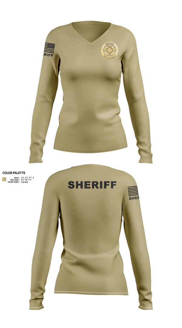 Womens Long Sleeve Vneck Shirt, Susquehanna County Sheriff, Police, Teamtime, Team time, sublimation, custom sports apparel, team uniforms, spirit wear, spiritwear, sports uniforms, custom shirts, team store, custom team store, fundraiser sports, apparel fundraiser