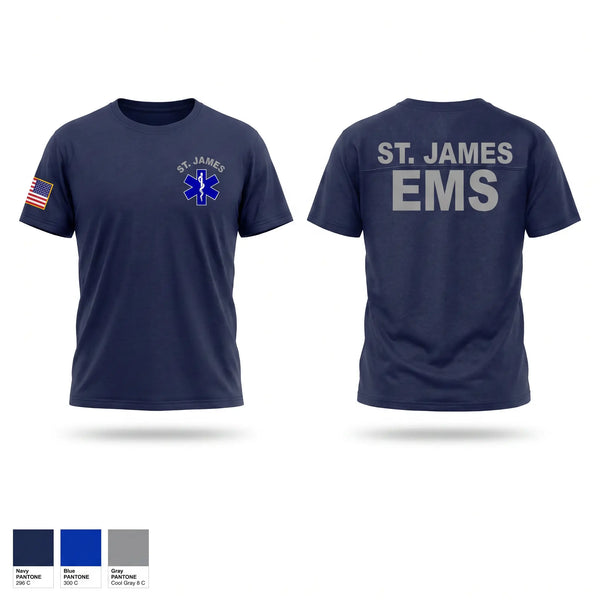 Old School Cotton Feel Shirt, St. James EMS, EMS/EMT, Teamtime, Team time, sublimation, custom sports apparel, team uniforms, spirit wear, spiritwear, sports uniforms, custom shirts, team store, custom team store, fundraiser sports, apparel fundraiser