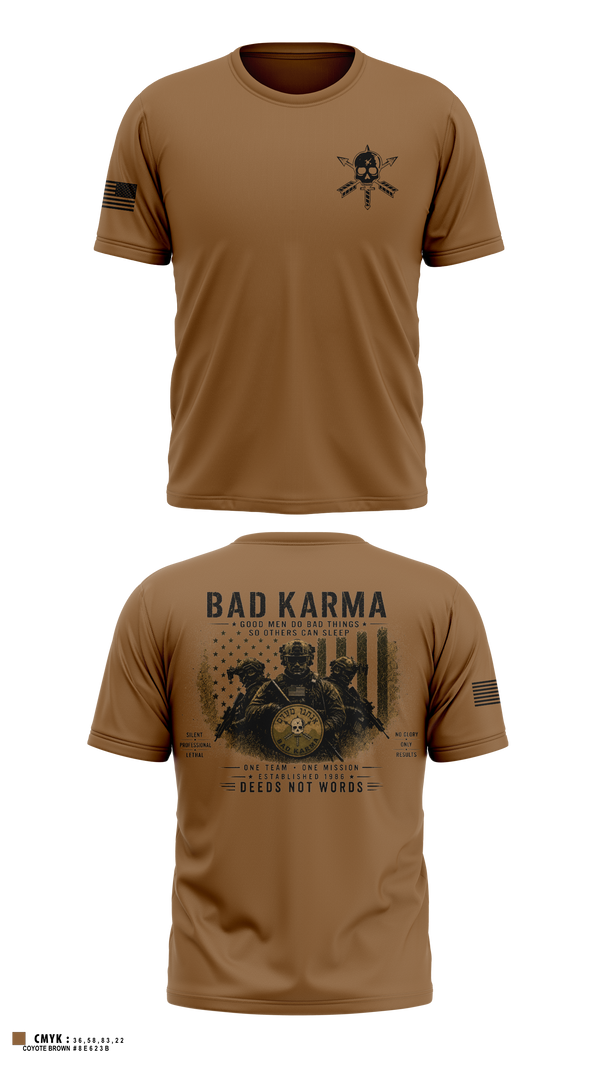 Old School Cotton Feel Shirt, Bad Karma, Army, Teamtime, Team time, sublimation, custom sports apparel, team uniforms, spirit wear, spiritwear, sports uniforms, custom shirts, team store, custom team store, fundraiser sports, apparel fundraiser
