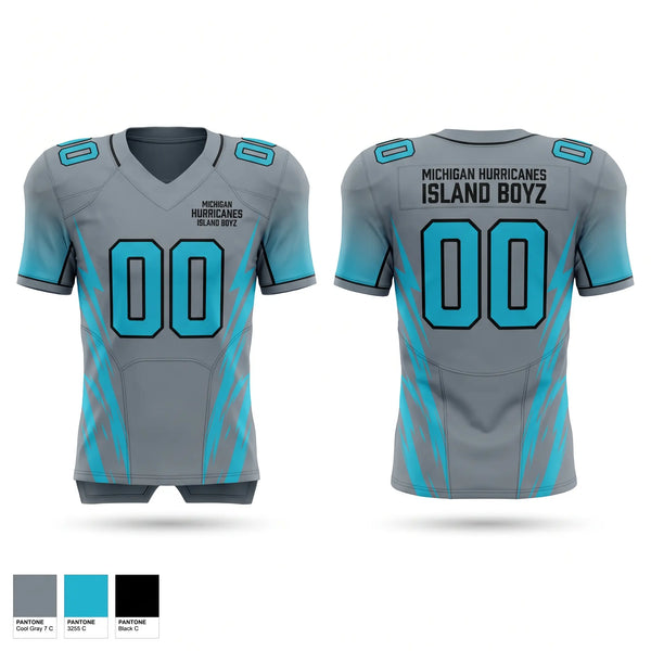 Football Jersey, Michigan Hurricanes (Island Boyz, , Teamtime, Team time, sublimation, custom sports apparel, team uniforms, spirit wear, spiritwear, sports uniforms, custom shirts, team store, custom team store, fundraiser sports, apparel fundraiser