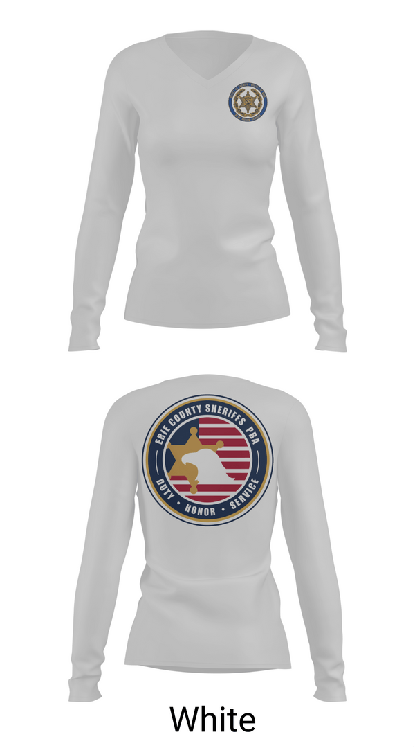Womens Long Sleeve Vneck Shirt, Erie County Sheriff's Office PBA, Police, Teamtime, Team time, sublimation, custom sports apparel, team uniforms, spirit wear, spiritwear, sports uniforms, custom shirts, team store, custom team store, fundraiser sports, apparel fundraiser