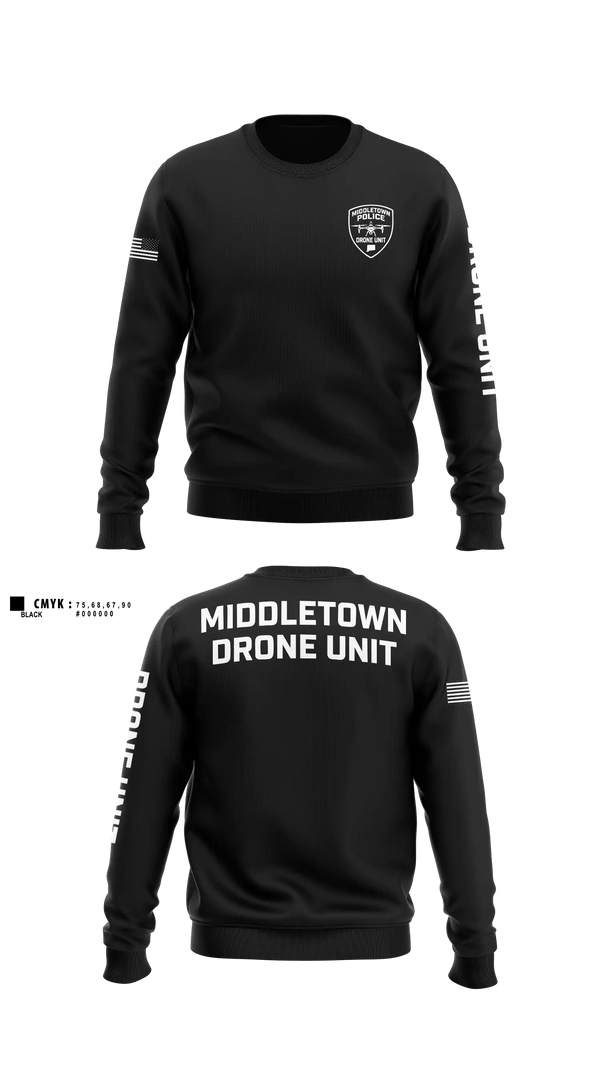 Crew Neck Sweatshirt, Middletown Police Department Drone Unit, Police, Teamtime, Team time, sublimation, custom sports apparel, team uniforms, spirit wear, spiritwear, sports uniforms, custom shirts, team store, custom team store, fundraiser sports, apparel fundraiser