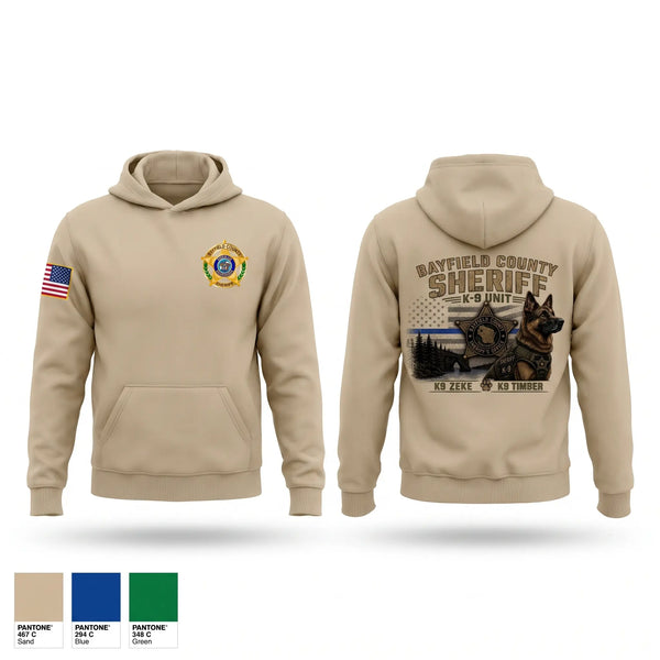 Hoodie, Bayfield County Sheriff K9 Unit, Police, Teamtime, Team time, sublimation, custom sports apparel, team uniforms, spirit wear, spiritwear, sports uniforms, custom shirts, team store, custom team store, fundraiser sports, apparel fundraiser