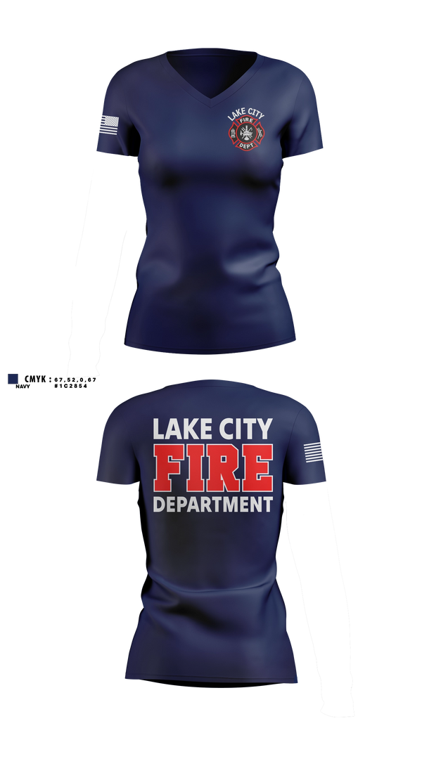 Womens Short Sleeve Vneck Shirt, Lake City Fire Department, Fire Department, Teamtime, Team time, sublimation, custom sports apparel, team uniforms, spirit wear, spiritwear, sports uniforms, custom shirts, team store, custom team store, fundraiser sports, apparel fundraiser