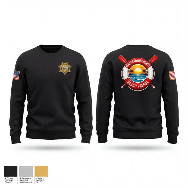 Crew Neck Sweatshirt, Georgetown County Beach Patrol, Police, Teamtime, Team time, sublimation, custom sports apparel, team uniforms, spirit wear, spiritwear, sports uniforms, custom shirts, team store, custom team store, fundraiser sports, apparel fundraiser