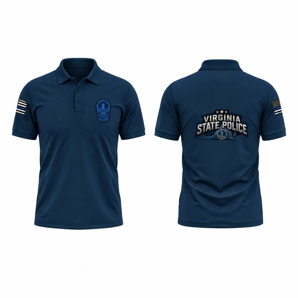Short Sleeve Performance Polo, Virginia State Police, Police, Teamtime, Team time, sublimation, custom sports apparel, team uniforms, spirit wear, spiritwear, sports uniforms, custom shirts, team store, custom team store, fundraiser sports, apparel fundraiser