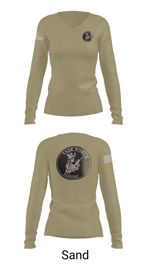 Womens Long Sleeve Vneck Shirt, Task Force Havoc, , Teamtime, Team time, sublimation, custom sports apparel, team uniforms, spirit wear, spiritwear, sports uniforms, custom shirts, team store, custom team store, fundraiser sports, apparel fundraiser