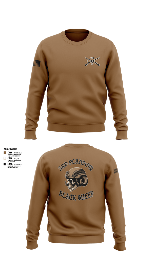 Crew Neck Sweatshirt, 3rd PLT Black Sheep, Army, Teamtime, Team time, sublimation, custom sports apparel, team uniforms, spirit wear, spiritwear, sports uniforms, custom shirts, team store, custom team store, fundraiser sports, apparel fundraiser