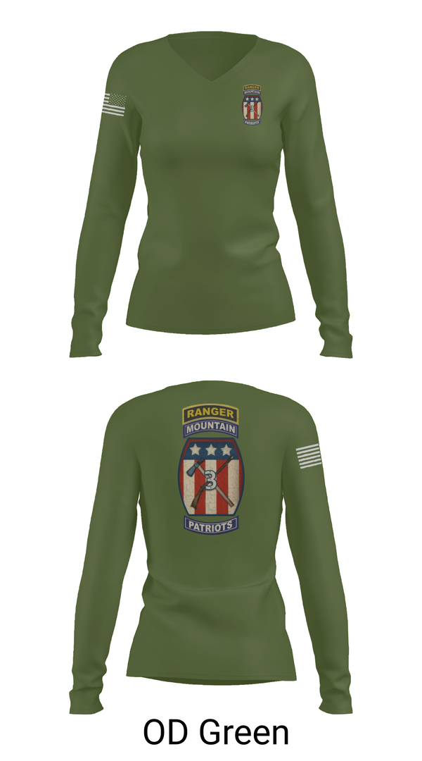 Womens Long Sleeve Vneck Shirt, 2-47 infantry 3rd BRG 10th MTN, Army, Teamtime, Team time, sublimation, custom sports apparel, team uniforms, spirit wear, spiritwear, sports uniforms, custom shirts, team store, custom team store, fundraiser sports, apparel fundraiser