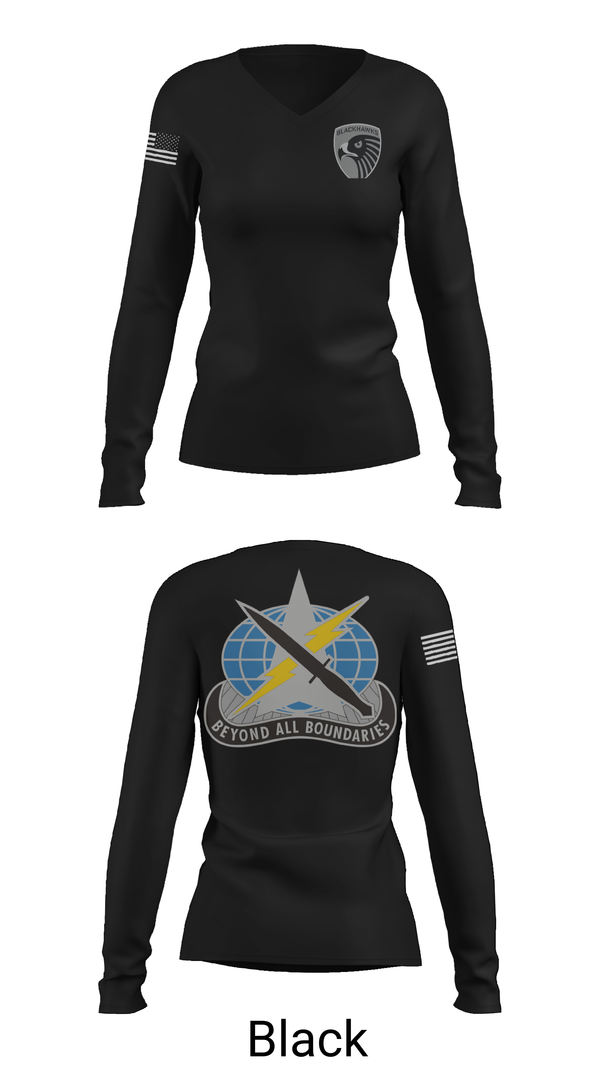 Womens Long Sleeve Vneck Shirt, 743rd MI BN, , Teamtime, Team time, sublimation, custom sports apparel, team uniforms, spirit wear, spiritwear, sports uniforms, custom shirts, team store, custom team store, fundraiser sports, apparel fundraiser