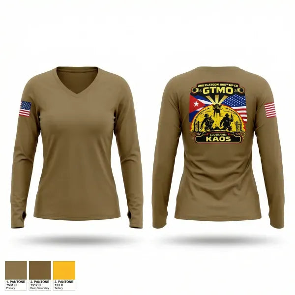 Womens Long Sleeve Vneck Shirt, 805th MP CO, 2nd Platoon, Army, Teamtime, Team time, sublimation, custom sports apparel, team uniforms, spirit wear, spiritwear, sports uniforms, custom shirts, team store, custom team store, fundraiser sports, apparel fundraiser