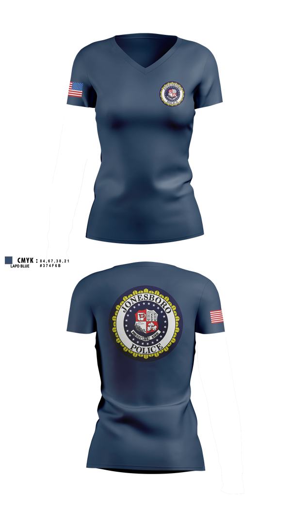 Womens Short Sleeve Vneck Shirt, Jonesboro Police Department, Police, Teamtime, Team time, sublimation, custom sports apparel, team uniforms, spirit wear, spiritwear, sports uniforms, custom shirts, team store, custom team store, fundraiser sports, apparel fundraiser