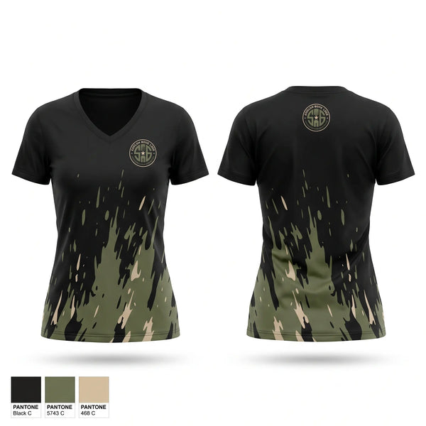 Womens Short Sleeve Vneck Shirt, CFMO, Army, Teamtime, Team time, sublimation, custom sports apparel, team uniforms, spirit wear, spiritwear, sports uniforms, custom shirts, team store, custom team store, fundraiser sports, apparel fundraiser