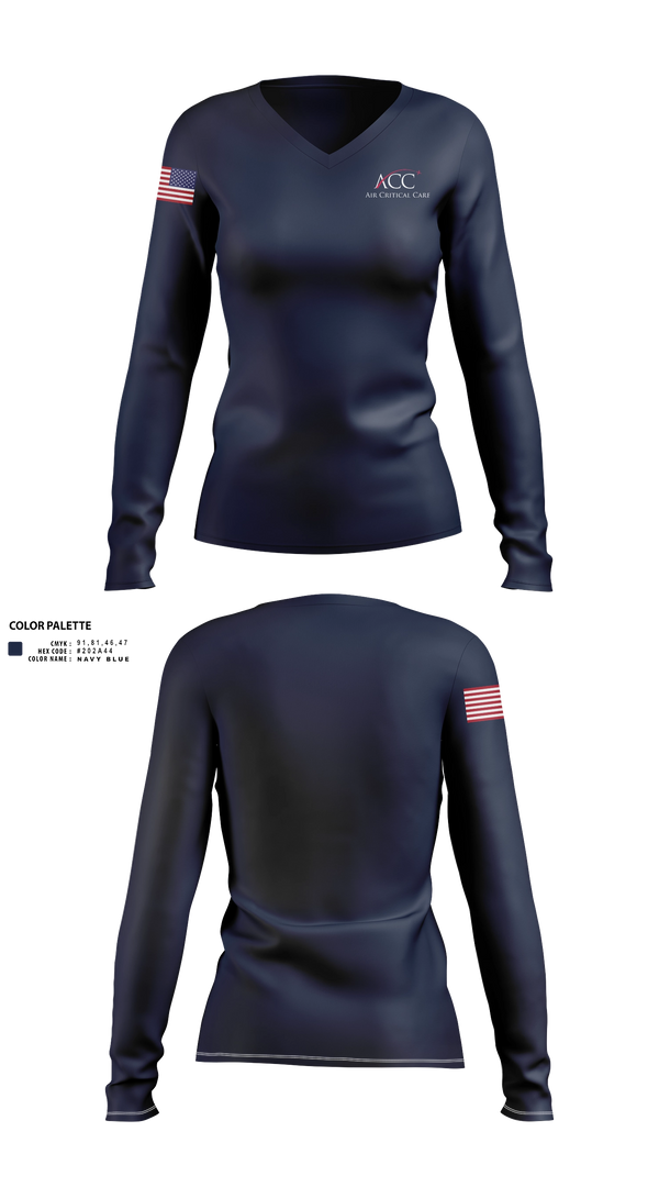 Womens Long Sleeve Vneck Shirt, ACC Medlink, EMS/EMT, Teamtime, Team time, sublimation, custom sports apparel, team uniforms, spirit wear, spiritwear, sports uniforms, custom shirts, team store, custom team store, fundraiser sports, apparel fundraiser