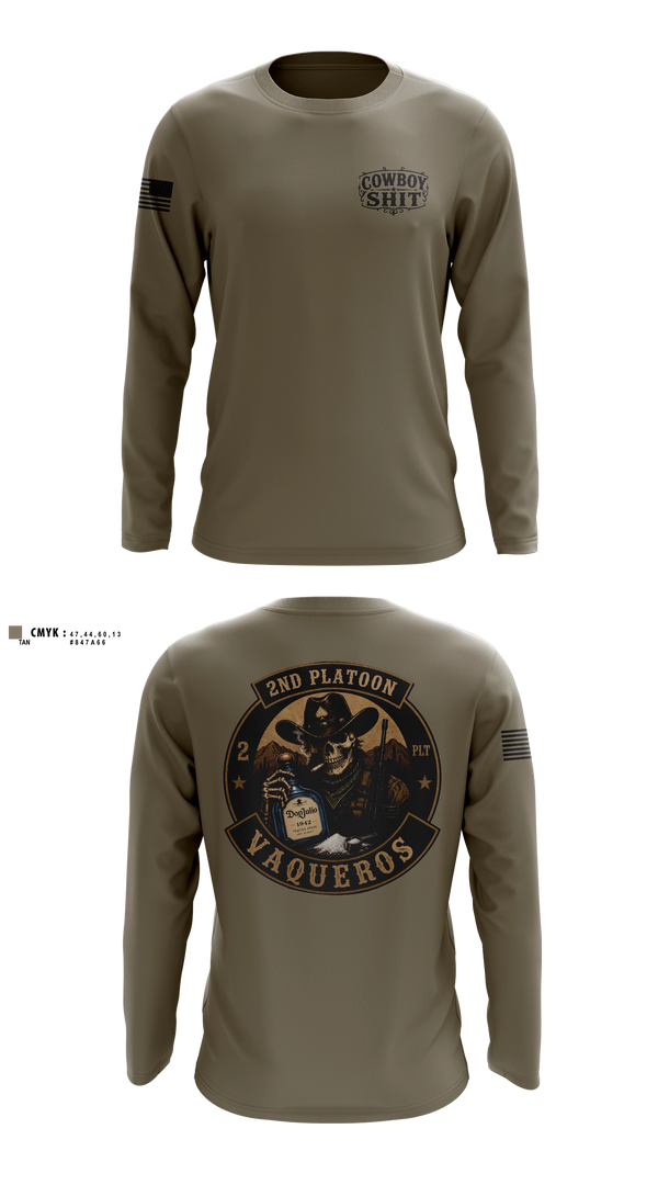 Long Sleeve Performance Shirt, 2nd Platoon Vaqueros, Army, Teamtime, Team time, sublimation, custom sports apparel, team uniforms, spirit wear, spiritwear, sports uniforms, custom shirts, team store, custom team store, fundraiser sports, apparel fundraiser