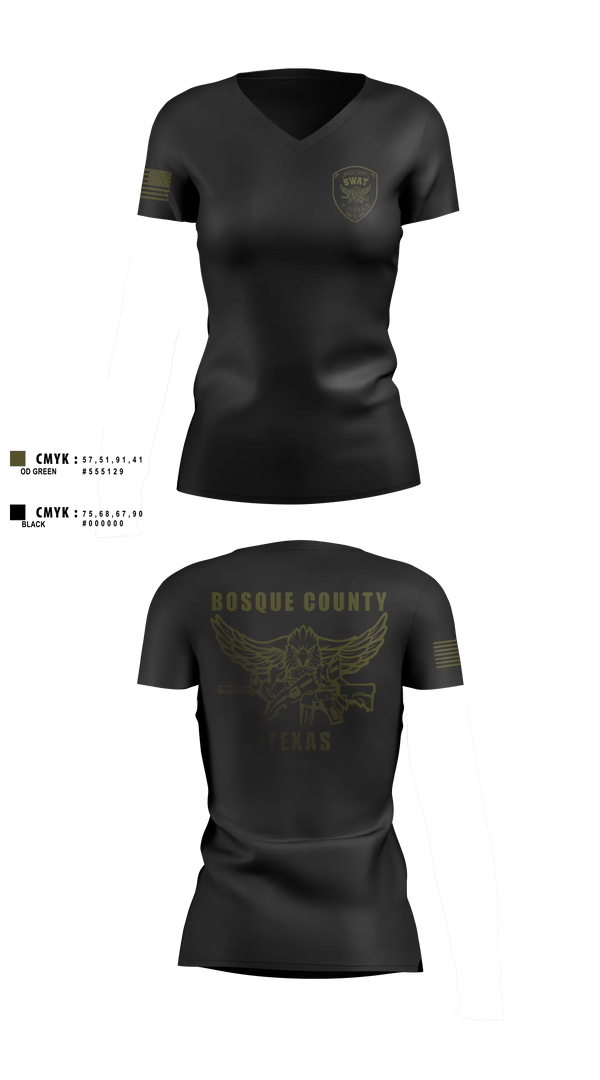 Womens Short Sleeve Vneck Shirt, BOSQUE REGIONAL SWAT TEAM, Police, Teamtime, Team time, sublimation, custom sports apparel, team uniforms, spirit wear, spiritwear, sports uniforms, custom shirts, team store, custom team store, fundraiser sports, apparel fundraiser