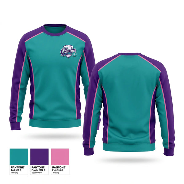 Crew Neck Sweatshirt, Ohana, Softball, Teamtime, Team time, sublimation, custom sports apparel, team uniforms, spirit wear, spiritwear, sports uniforms, custom shirts, team store, custom team store, fundraiser sports, apparel fundraiser