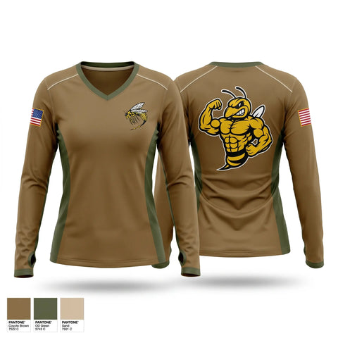 Womens Long Sleeve Vneck Shirt, VAQ-138, Navy, Teamtime, Team time, sublimation, custom sports apparel, team uniforms, spirit wear, spiritwear, sports uniforms, custom shirts, team store, custom team store, fundraiser sports, apparel fundraiser