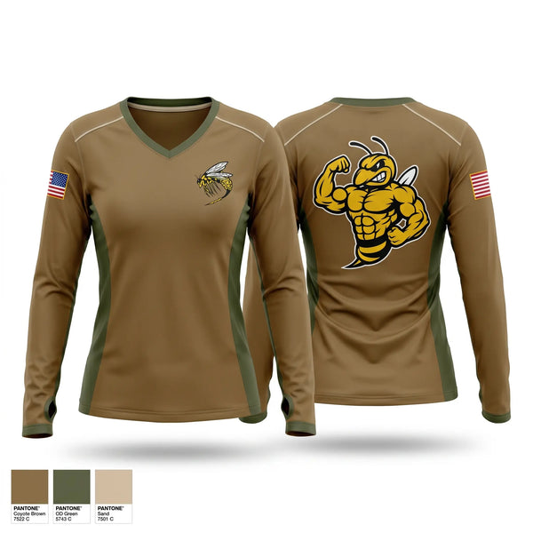 Womens Long Sleeve Vneck Shirt, VAQ-138, Navy, Teamtime, Team time, sublimation, custom sports apparel, team uniforms, spirit wear, spiritwear, sports uniforms, custom shirts, team store, custom team store, fundraiser sports, apparel fundraiser
