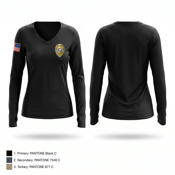Womens Long Sleeve Vneck Shirt, Kenner Police, Police, Teamtime, Team time, sublimation, custom sports apparel, team uniforms, spirit wear, spiritwear, sports uniforms, custom shirts, team store, custom team store, fundraiser sports, apparel fundraiser