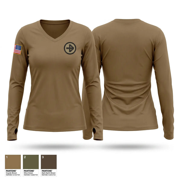 Womens Long Sleeve Vneck Shirt, 181 IN HHC, Army, Teamtime, Team time, sublimation, custom sports apparel, team uniforms, spirit wear, spiritwear, sports uniforms, custom shirts, team store, custom team store, fundraiser sports, apparel fundraiser