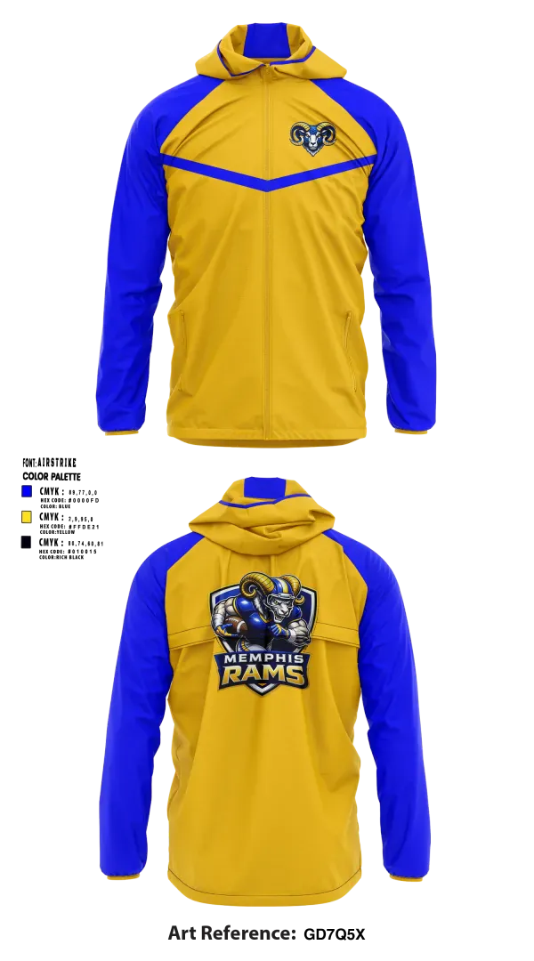 Windbreaker, Memphis Rams, , Teamtime, Team time, sublimation, custom sports apparel, team uniforms, spirit wear, spiritwear, sports uniforms, custom shirts, team store, custom team store, fundraiser sports, apparel fundraiser