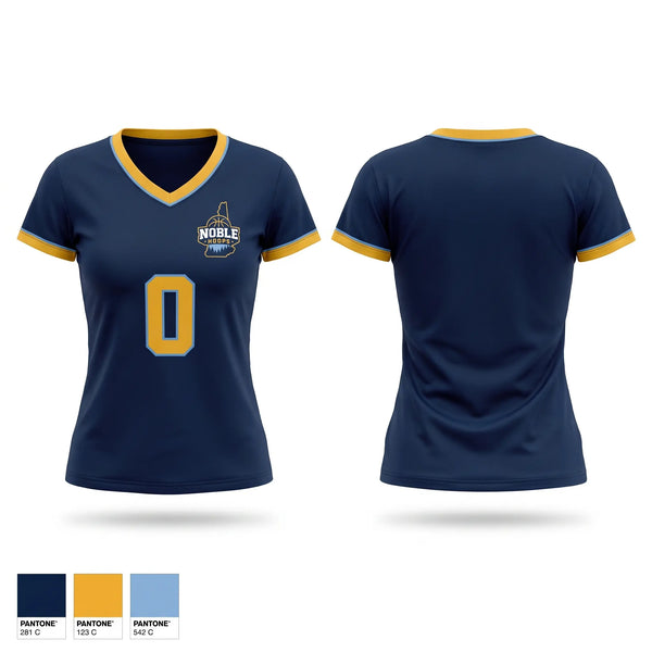 Womens Short Sleeve Vneck Shirt, Noble Hoops, Women's Basketball, Teamtime, Team time, sublimation, custom sports apparel, team uniforms, spirit wear, spiritwear, sports uniforms, custom shirts, team store, custom team store, fundraiser sports, apparel fundraiser