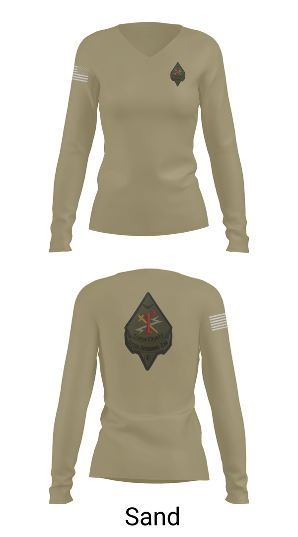 Womens Long Sleeve Vneck Shirt, Clinton County SOT, , Teamtime, Team time, sublimation, custom sports apparel, team uniforms, spirit wear, spiritwear, sports uniforms, custom shirts, team store, custom team store, fundraiser sports, apparel fundraiser