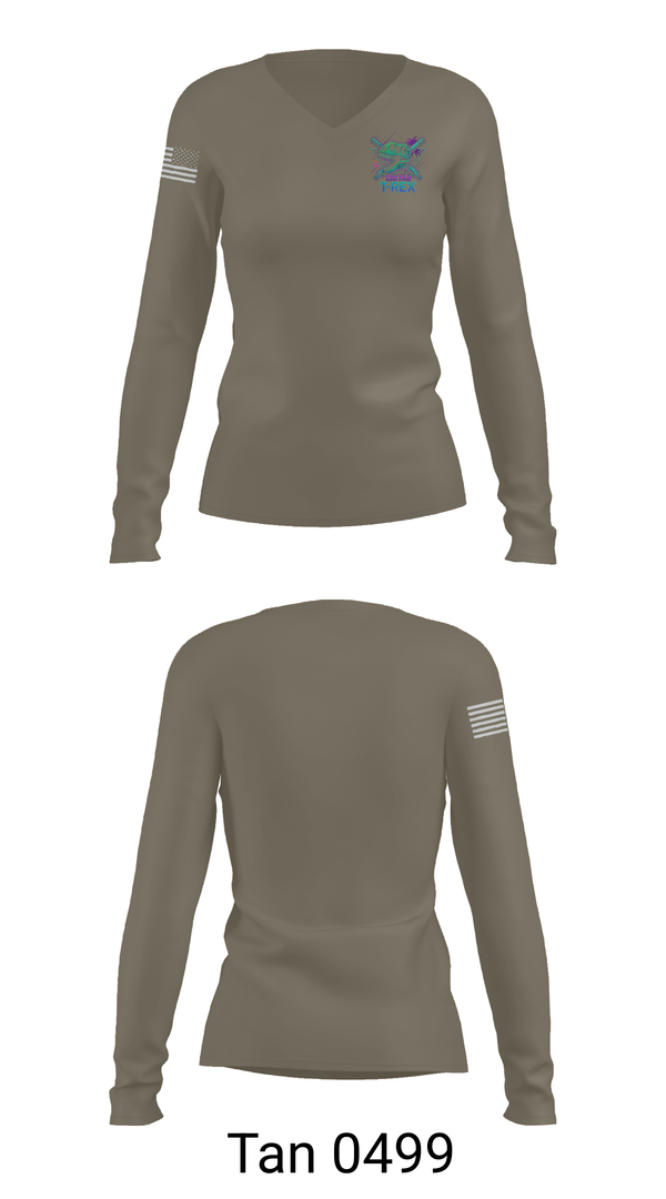 Womens Long Sleeve Vneck Shirt, 130 FAB, Army, Teamtime, Team time, sublimation, custom sports apparel, team uniforms, spirit wear, spiritwear, sports uniforms, custom shirts, team store, custom team store, fundraiser sports, apparel fundraiser