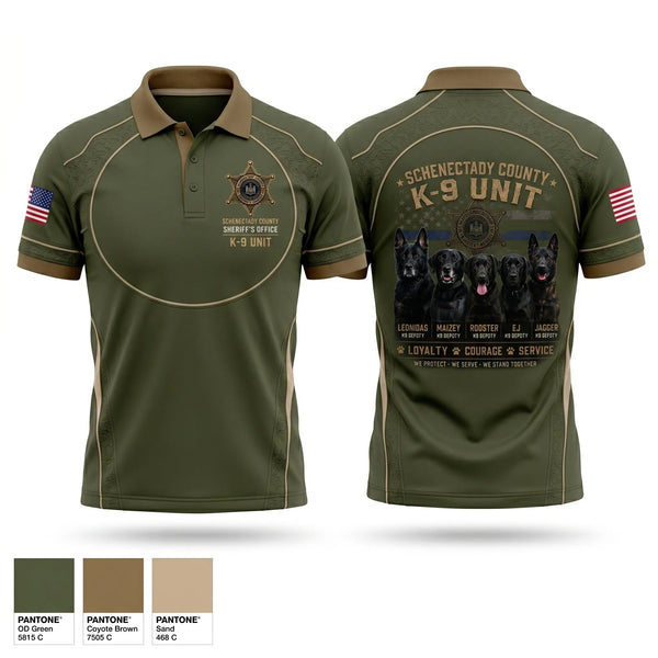 Short Sleeve Performance Polo, Schenectady County Sheriff K9, Police, Teamtime, Team time, sublimation, custom sports apparel, team uniforms, spirit wear, spiritwear, sports uniforms, custom shirts, team store, custom team store, fundraiser sports, apparel fundraiser
