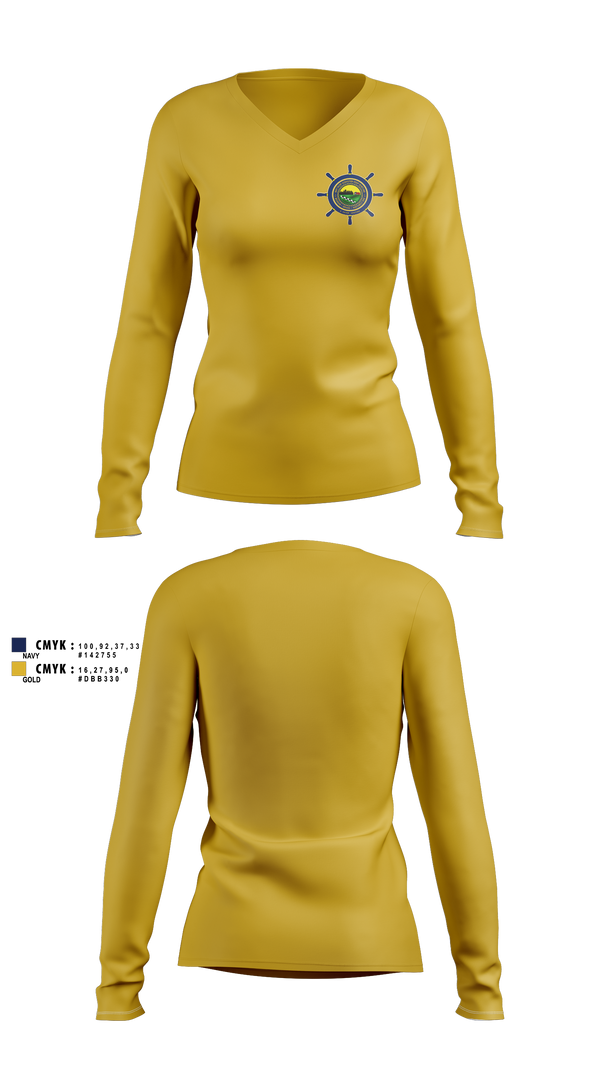 Womens Long Sleeve Vneck Shirt, NTAG HEARTLAND 2026, Navy, Teamtime, Team time, sublimation, custom sports apparel, team uniforms, spirit wear, spiritwear, sports uniforms, custom shirts, team store, custom team store, fundraiser sports, apparel fundraiser