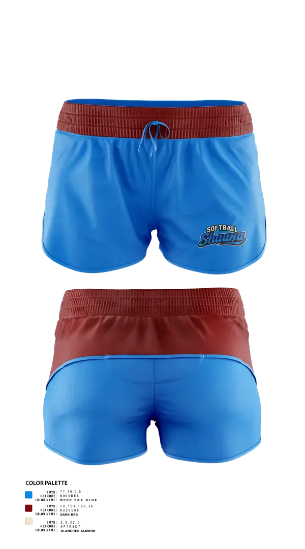 Womens Shorts, Softball ShaunaS, Softball, Teamtime, Team time, sublimation, custom sports apparel, team uniforms, spirit wear, spiritwear, sports uniforms, custom shirts, team store, custom team store, fundraiser sports, apparel fundraiser