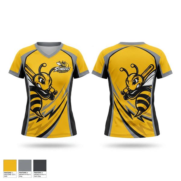 Womens Short Sleeve Vneck Shirt, Bucks Stingerz, Softball, Teamtime, Team time, sublimation, custom sports apparel, team uniforms, spirit wear, spiritwear, sports uniforms, custom shirts, team store, custom team store, fundraiser sports, apparel fundraiser