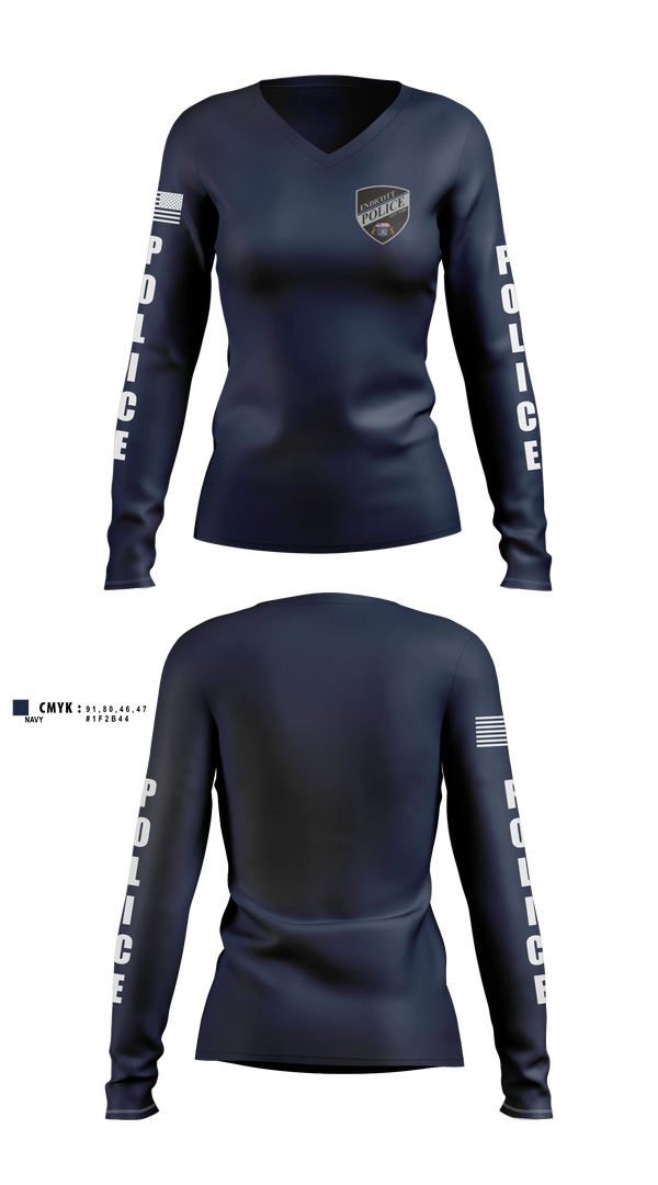 Womens Long Sleeve Vneck Shirt, Endicott Police Department, Police, Teamtime, Team time, sublimation, custom sports apparel, team uniforms, spirit wear, spiritwear, sports uniforms, custom shirts, team store, custom team store, fundraiser sports, apparel fundraiser