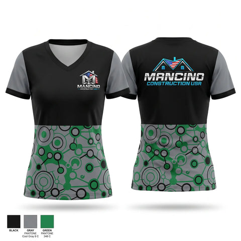 Womens Short Sleeve Vneck Shirt, Mancino construction USA, , Teamtime, Team time, sublimation, custom sports apparel, team uniforms, spirit wear, spiritwear, sports uniforms, custom shirts, team store, custom team store, fundraiser sports, apparel fundraiser