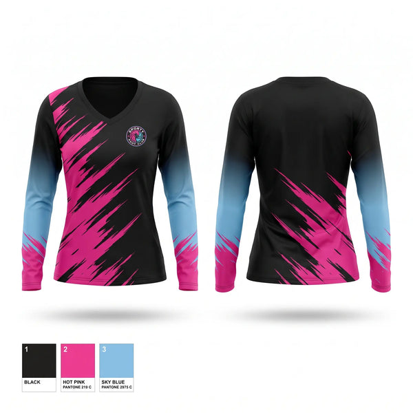 Womens Long Sleeve Vneck Shirt, GB ELITE, Men's Basketball, Teamtime, Team time, sublimation, custom sports apparel, team uniforms, spirit wear, spiritwear, sports uniforms, custom shirts, team store, custom team store, fundraiser sports, apparel fundraiser