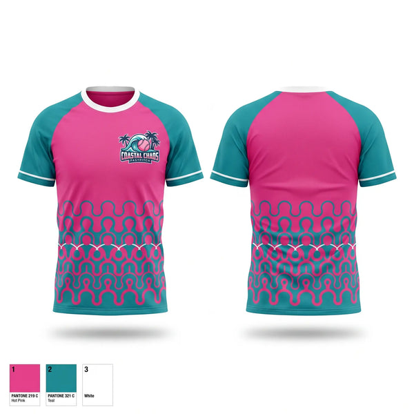 Soft Poly Tee Cotton Like Feel, Coastal Chaos, Softball, Teamtime, Team time, sublimation, custom sports apparel, team uniforms, spirit wear, spiritwear, sports uniforms, custom shirts, team store, custom team store, fundraiser sports, apparel fundraiser