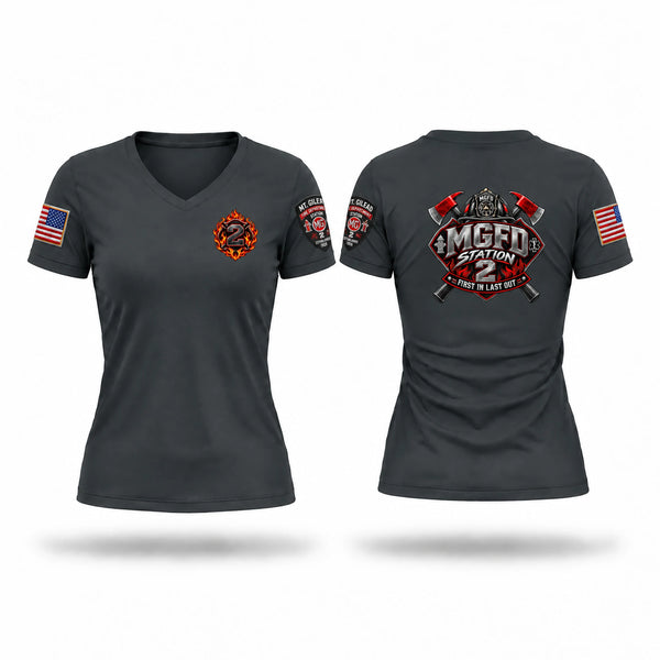Womens Short Sleeve Vneck Shirt, Station 2, Fire Department, Teamtime, Team time, sublimation, custom sports apparel, team uniforms, spirit wear, spiritwear, sports uniforms, custom shirts, team store, custom team store, fundraiser sports, apparel fundraiser