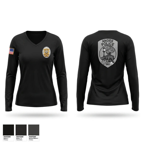 Womens Long Sleeve Vneck Shirt, Angier Police, Police, Teamtime, Team time, sublimation, custom sports apparel, team uniforms, spirit wear, spiritwear, sports uniforms, custom shirts, team store, custom team store, fundraiser sports, apparel fundraiser